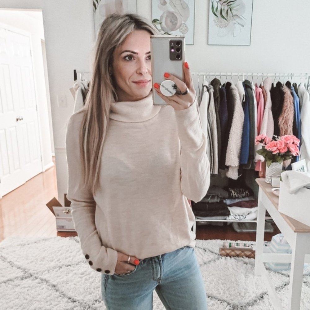 Anthropologie Moth blush turtleneck sweater